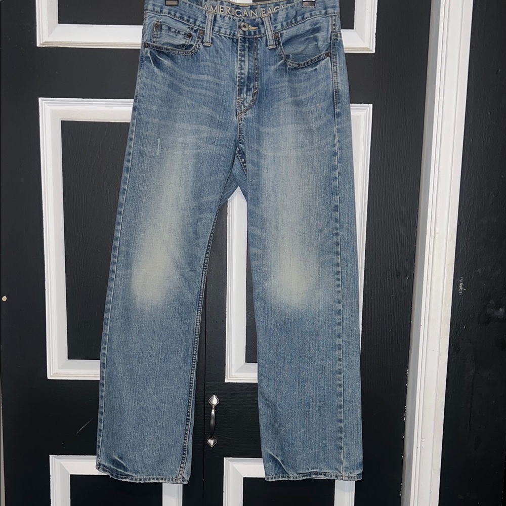 American Eagle Outfitters Men's Faded Light Blue Bootcut Jeans- 29/30